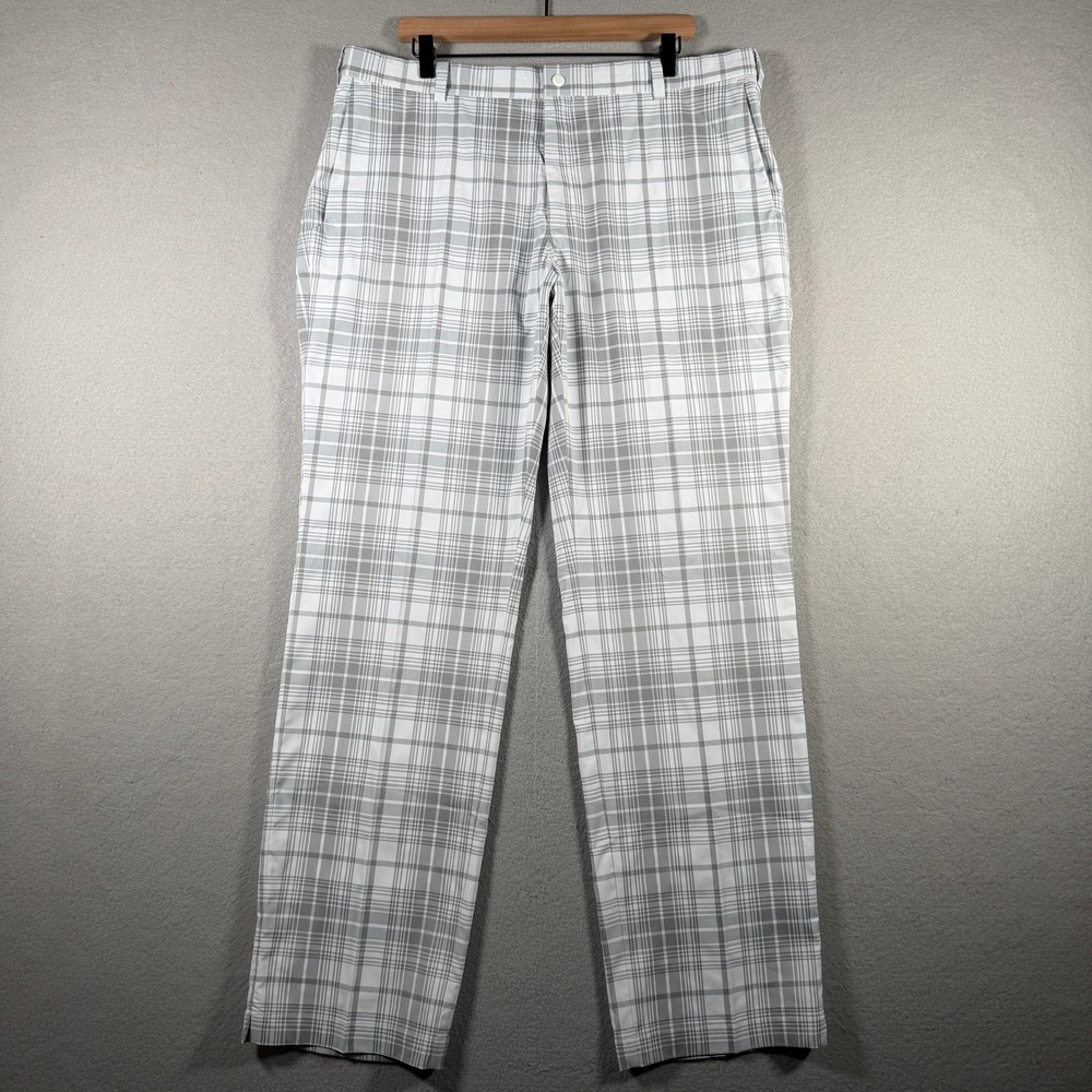 Nike Golf Tour Performance Dri-FIT Mens Grey White Plaid Pants 38x34 509741-100